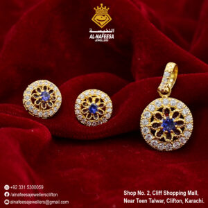 Stone Pendant Set Zircon + Sapphire