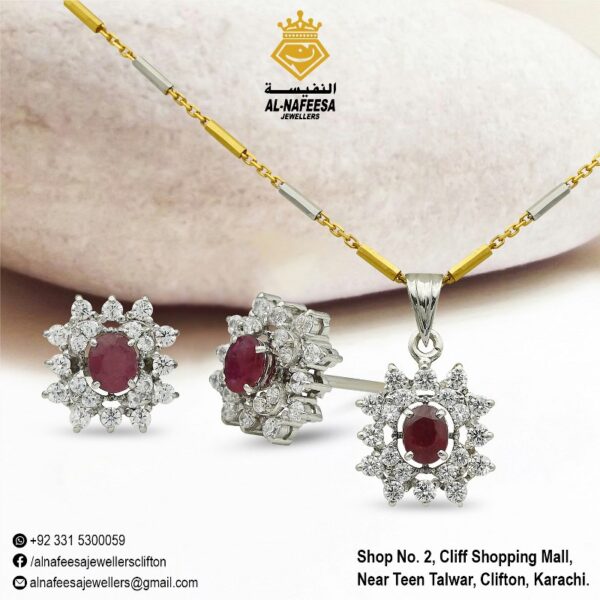 Pendant Set Zircon + Ruby