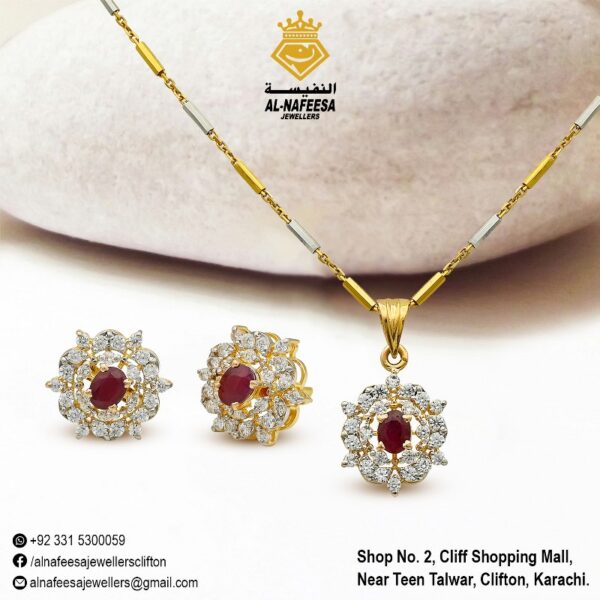 Pendant Set Zircon + Ruby